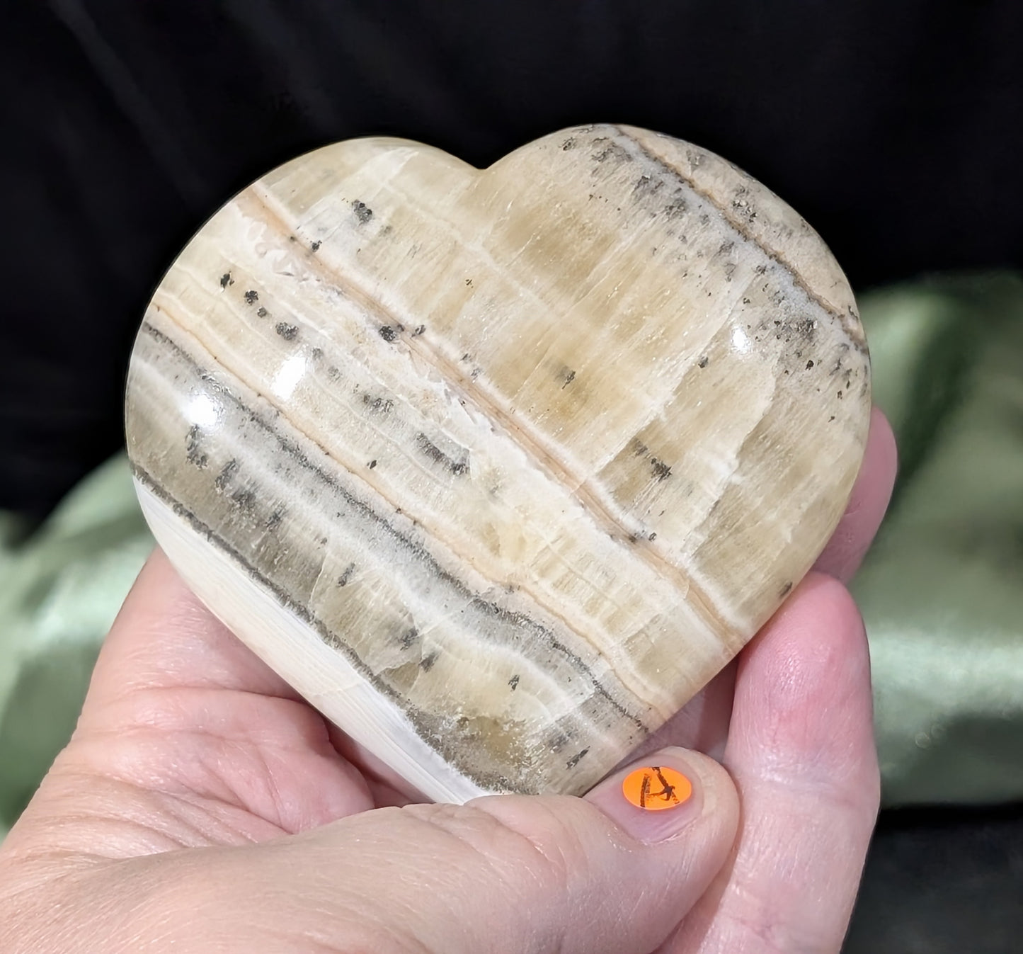 Dendritic Honey Calcite Heart