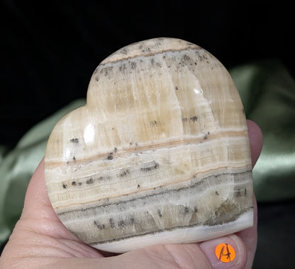 Dendritic Honey Calcite Heart