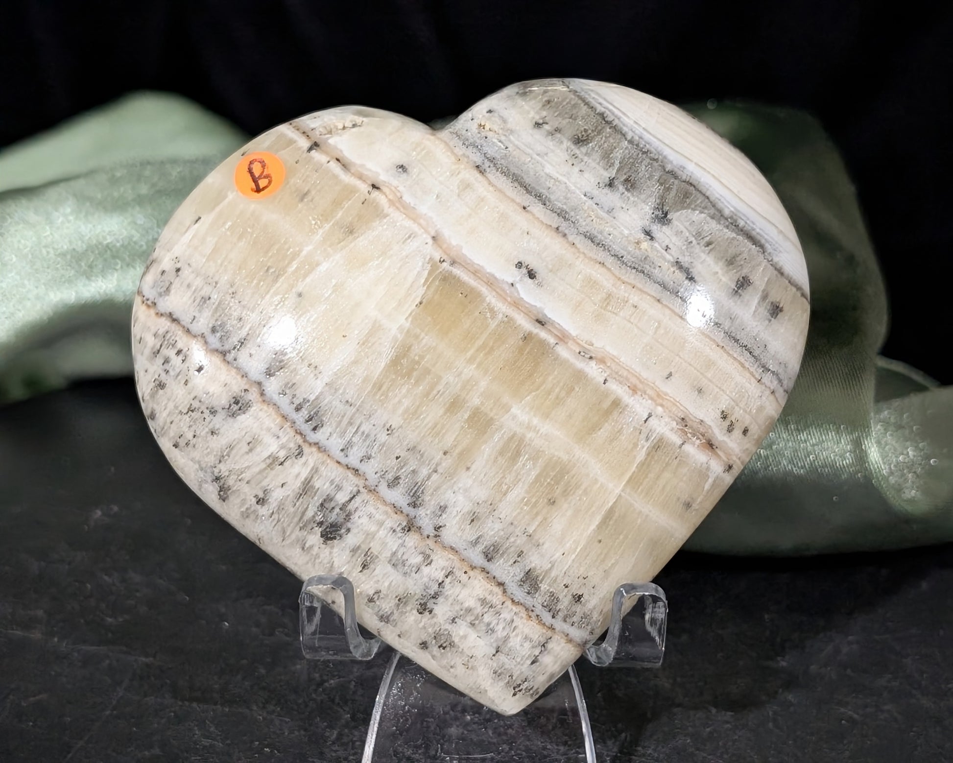 Dendritic Honey Calcite Heart