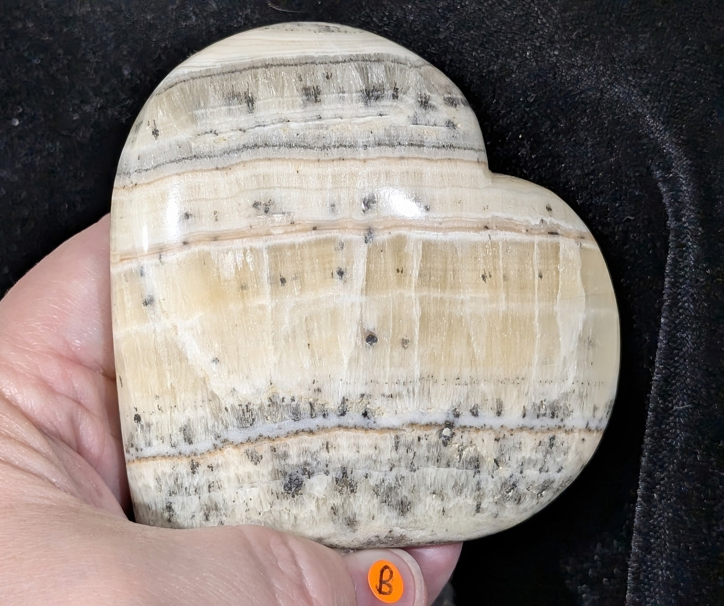 Dendritic Honey Calcite Heart