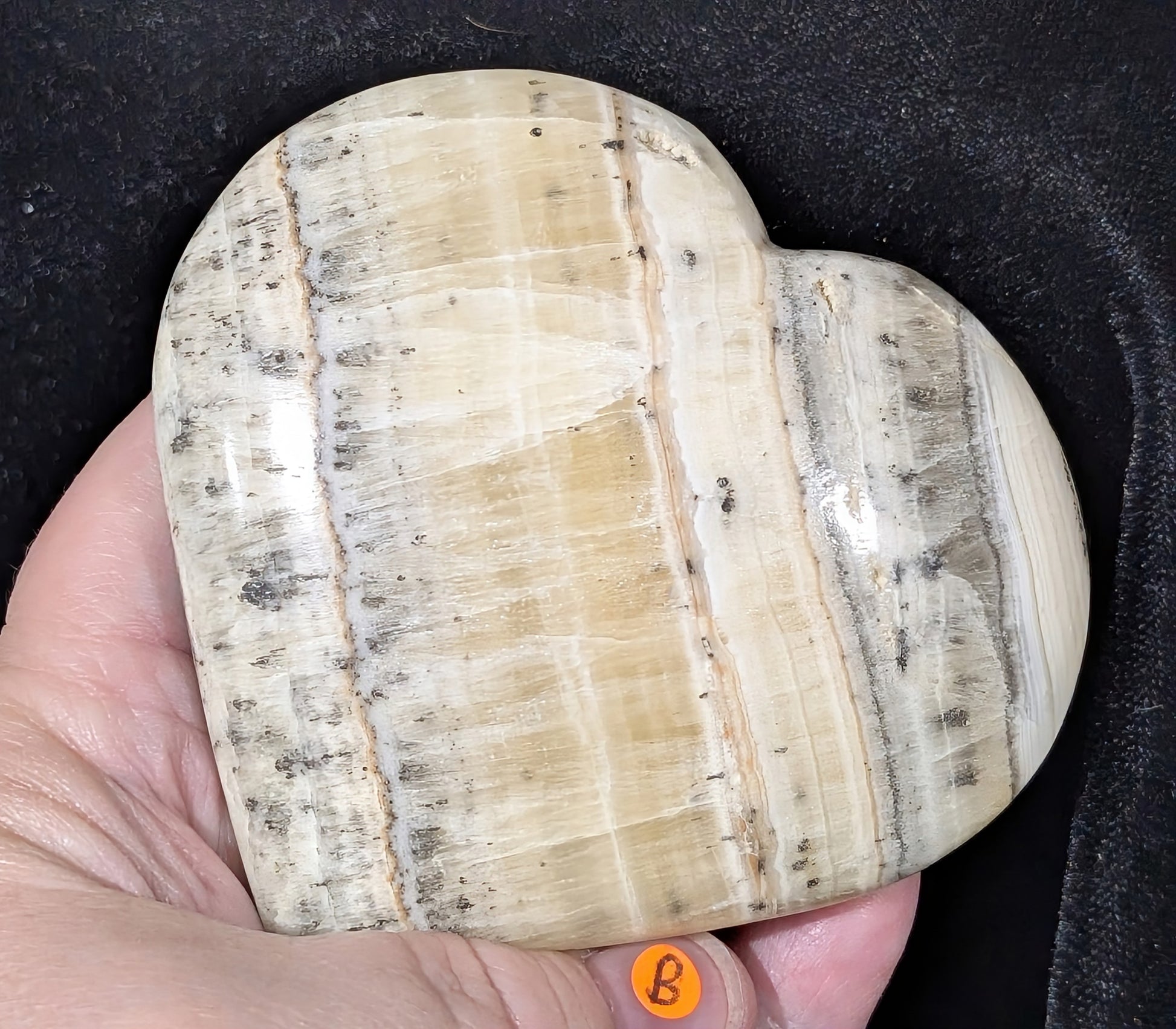 Dendritic Honey Calcite Heart