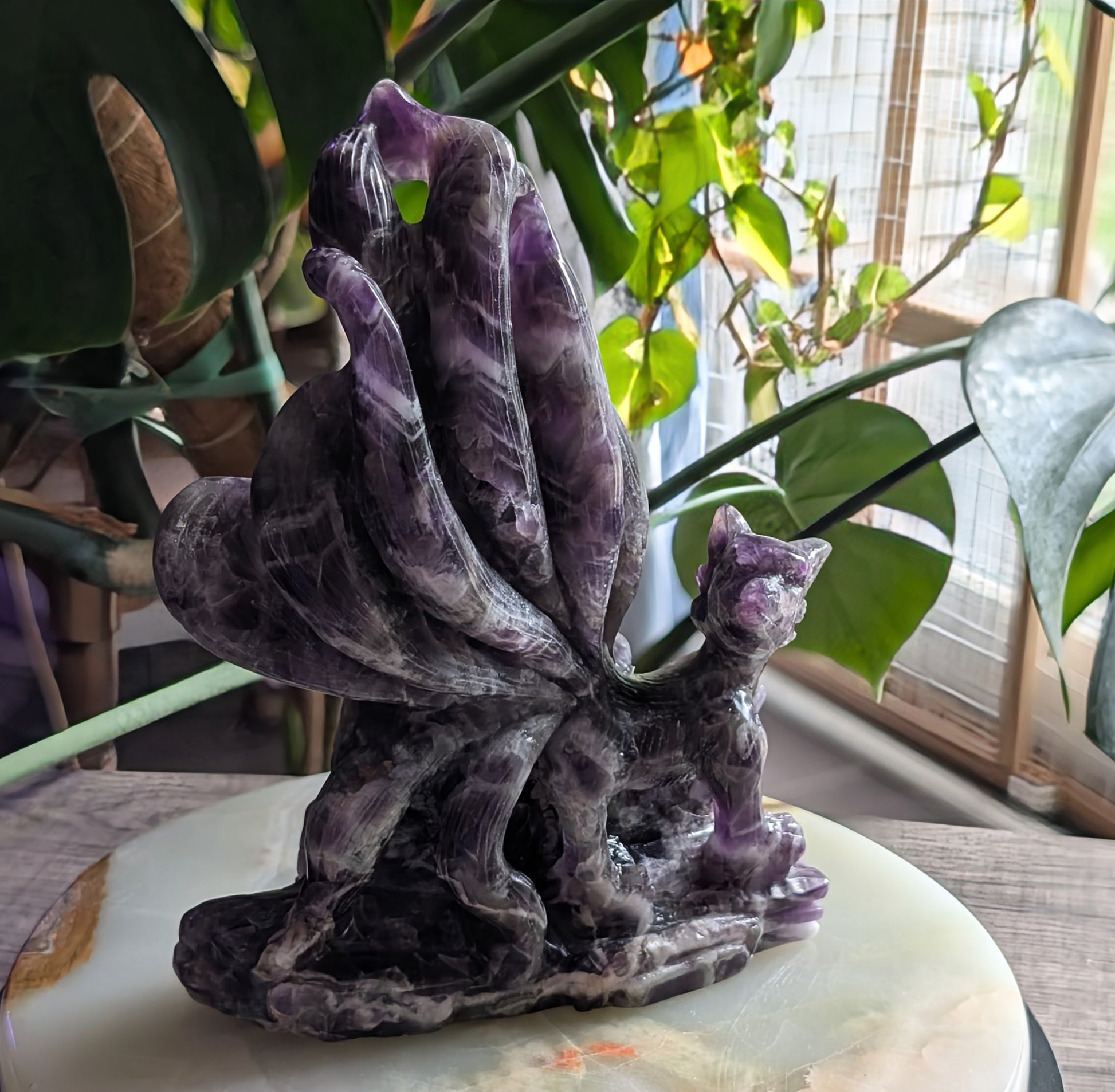 Dream Amethyst Nine Tailed Fox Figurine 