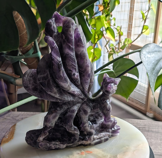 Dream Amethyst Nine Tailed Fox Figurine 