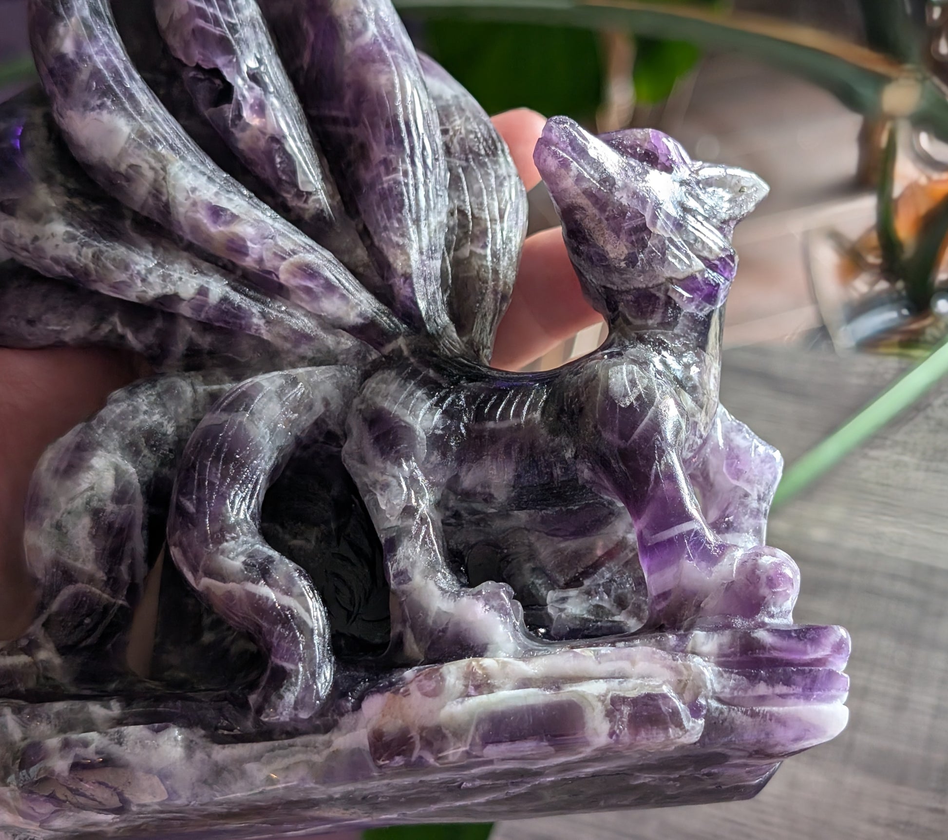 Dream Amethyst Nine Tailed Fox Figurine
