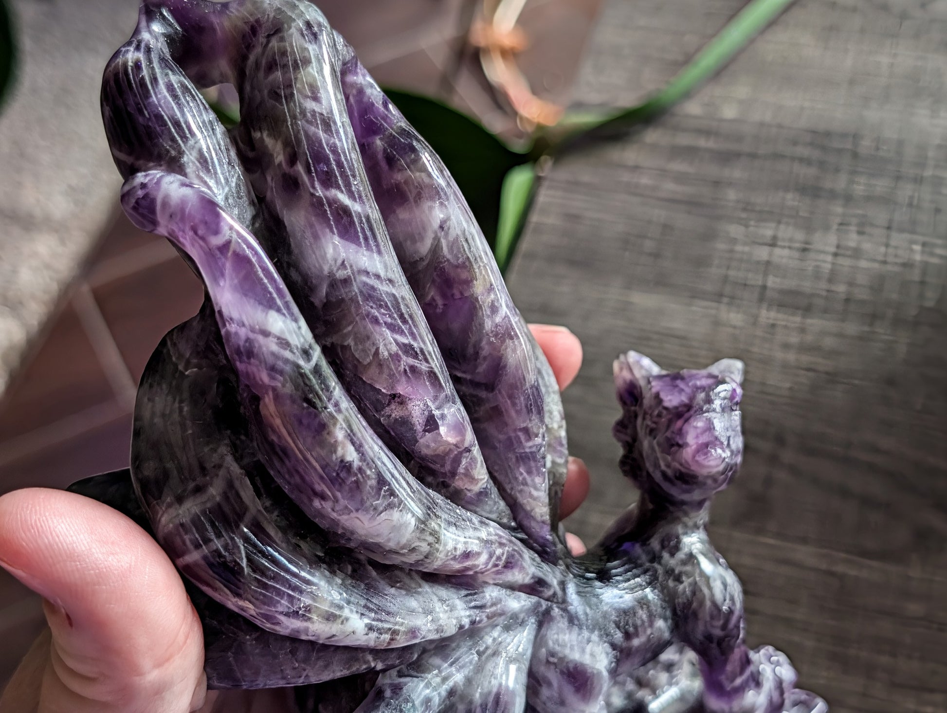 Dream Amethyst Nine Tailed Fox Figurine