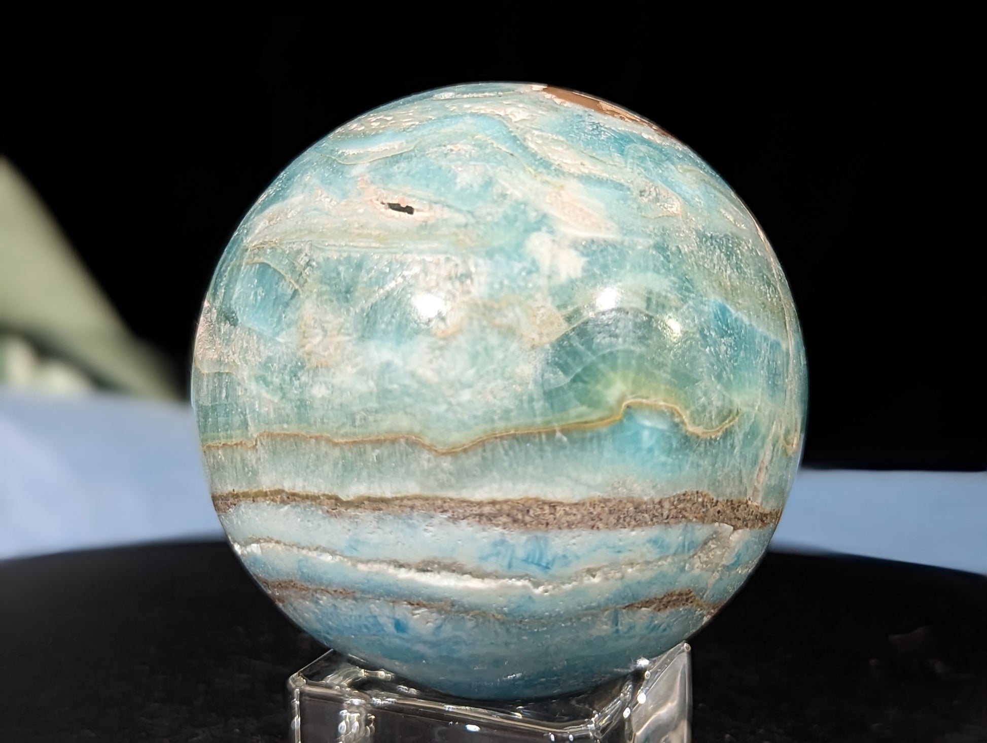 Druzy Blue Aragonite and Smithsonite Sphere
