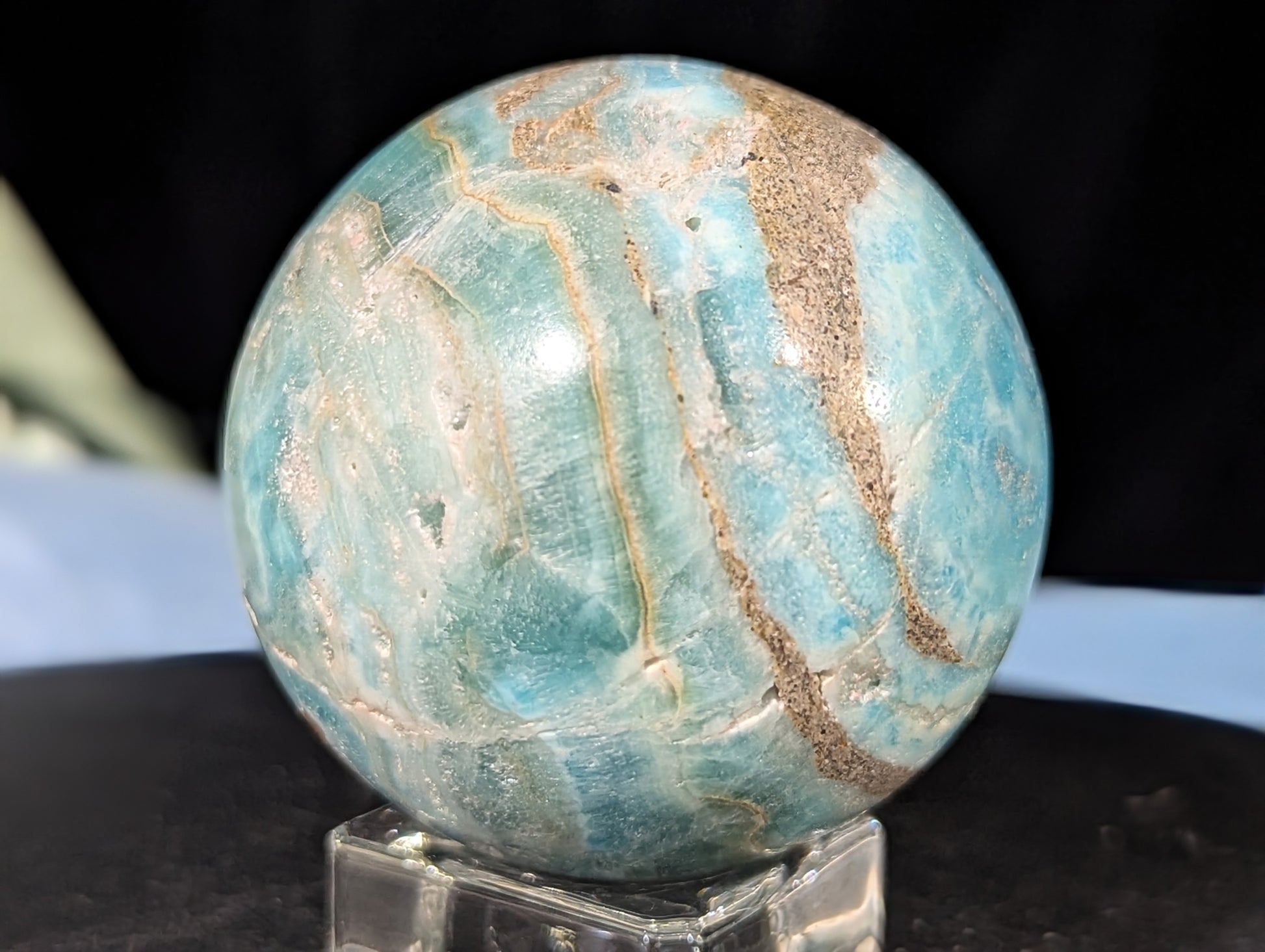 Druzy Blue Aragonite and Smithsonite Sphere