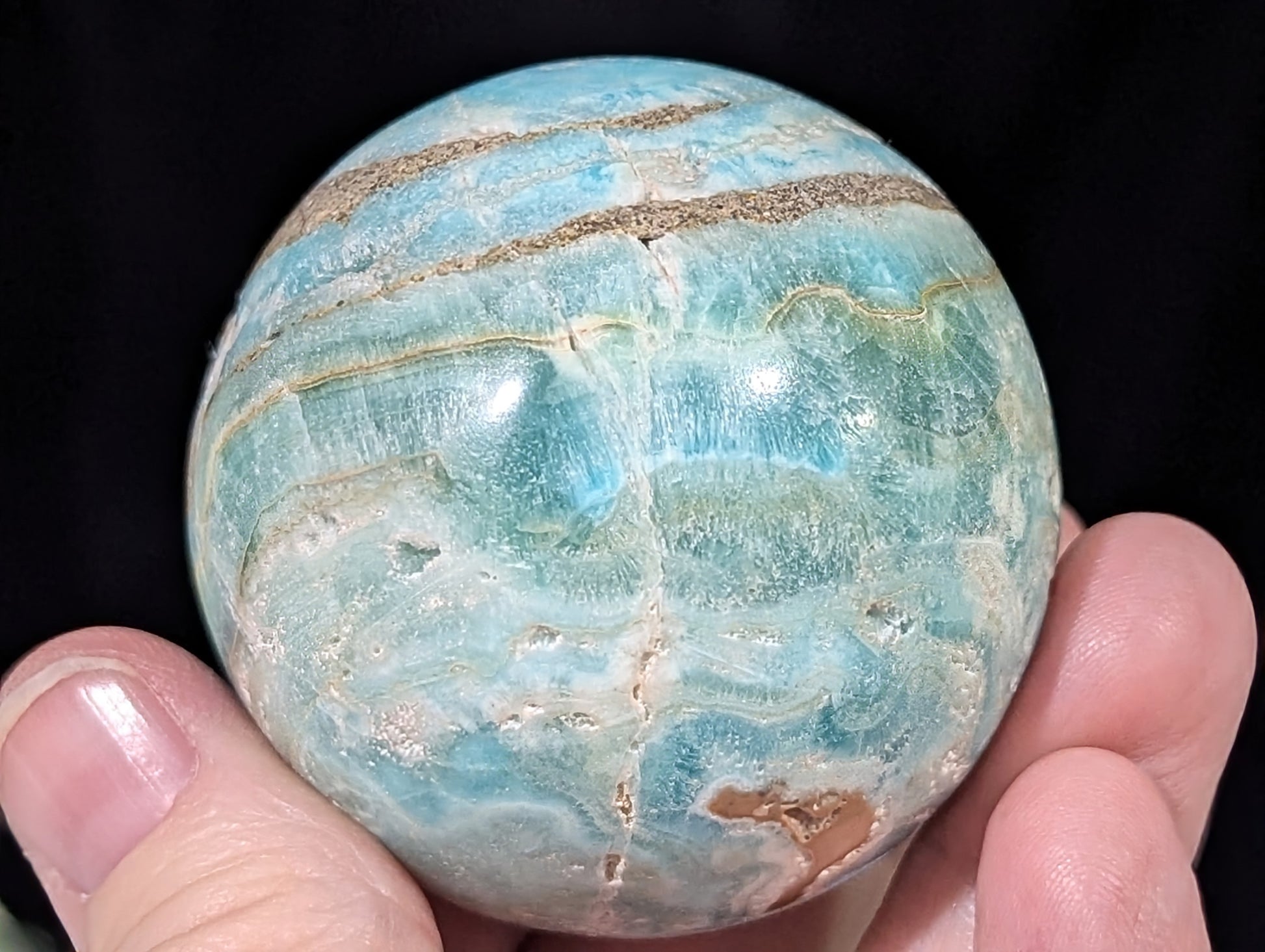 Druzy Blue Aragonite and Smithsonite Sphere
