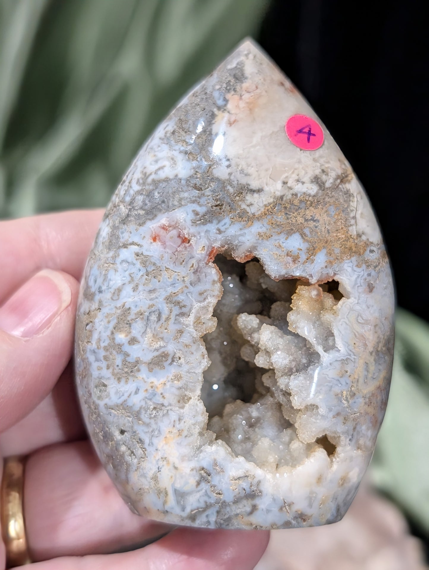 Druzy Indonesian Blue Moss Agate Freeform 1A2