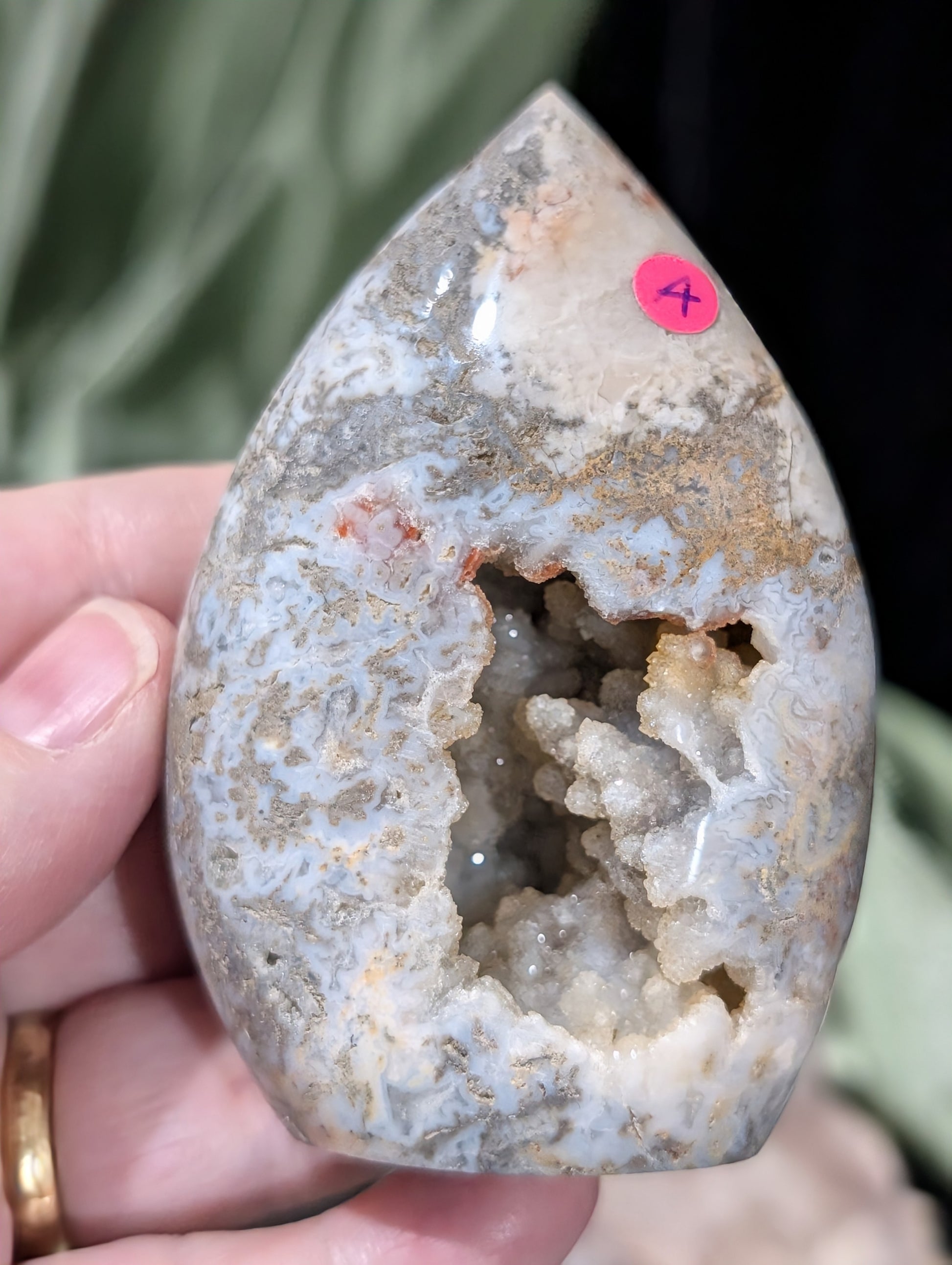 Druzy Indonesian Blue Moss Agate Freeform 1A2