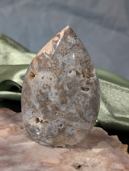 Druzy Indonesian Blue Moss Agate Freeform 1A4