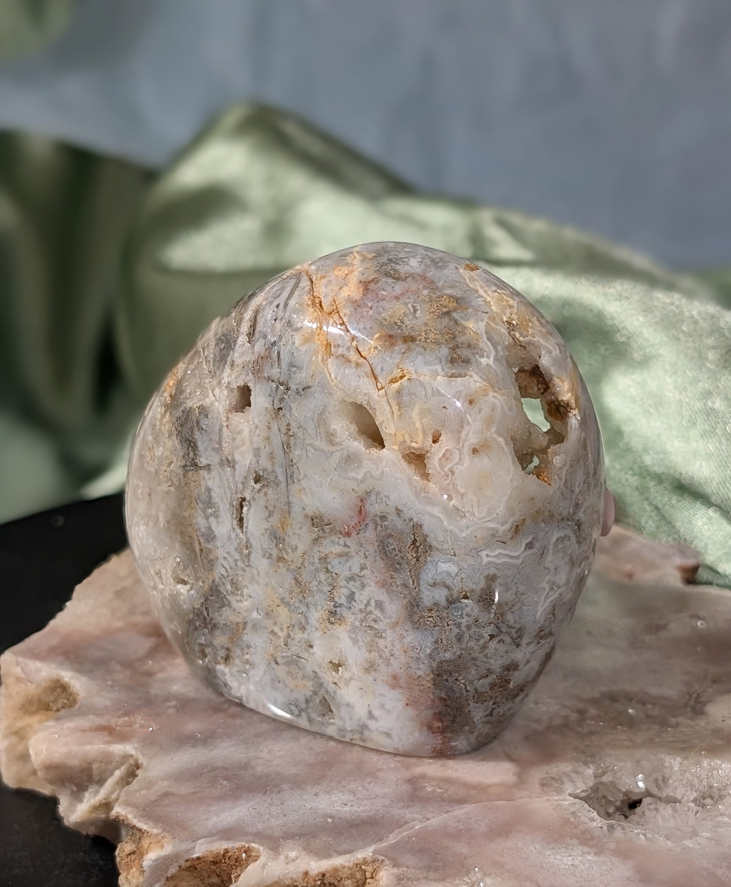 Druzy Indonesian Blue Moss Agate Freeform 1B3