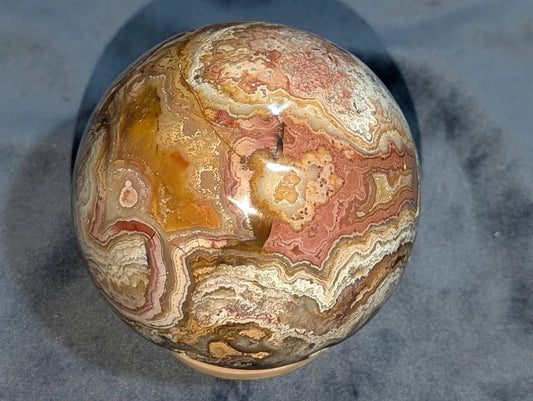 Hand Carved Druzy Pink Crazy Lace Agate Sphere
