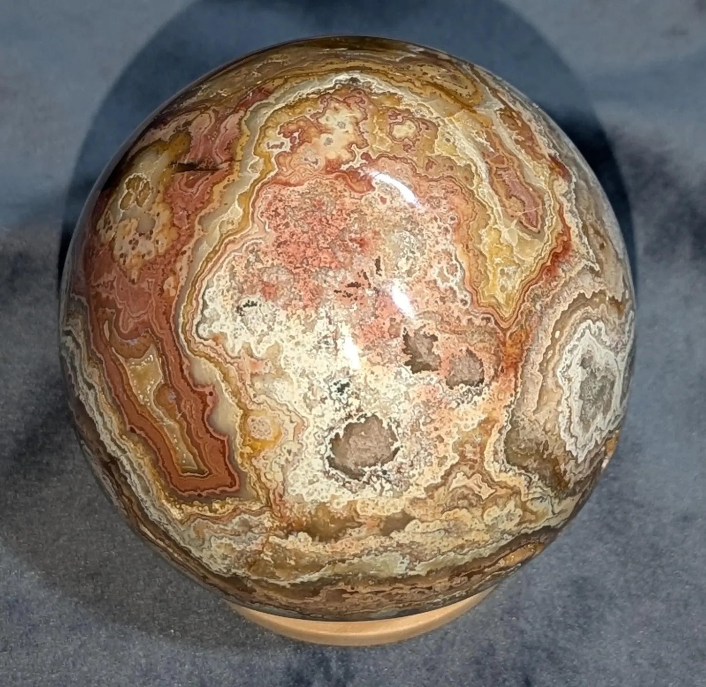 Hand Carved Druzy Pink Crazy Lace Agate Sphere