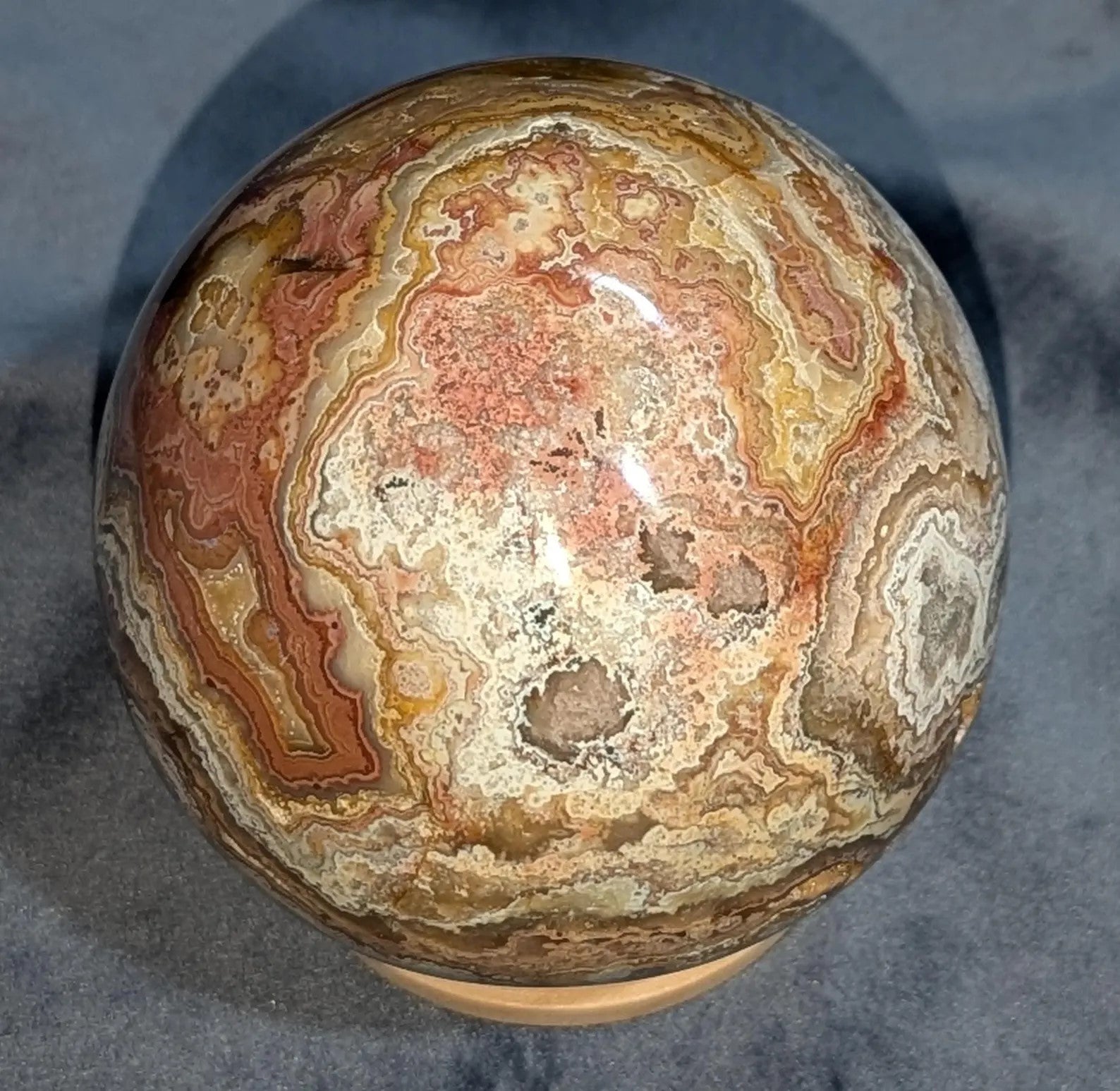 Hand Carved Druzy Pink Crazy Lace Agate Sphere