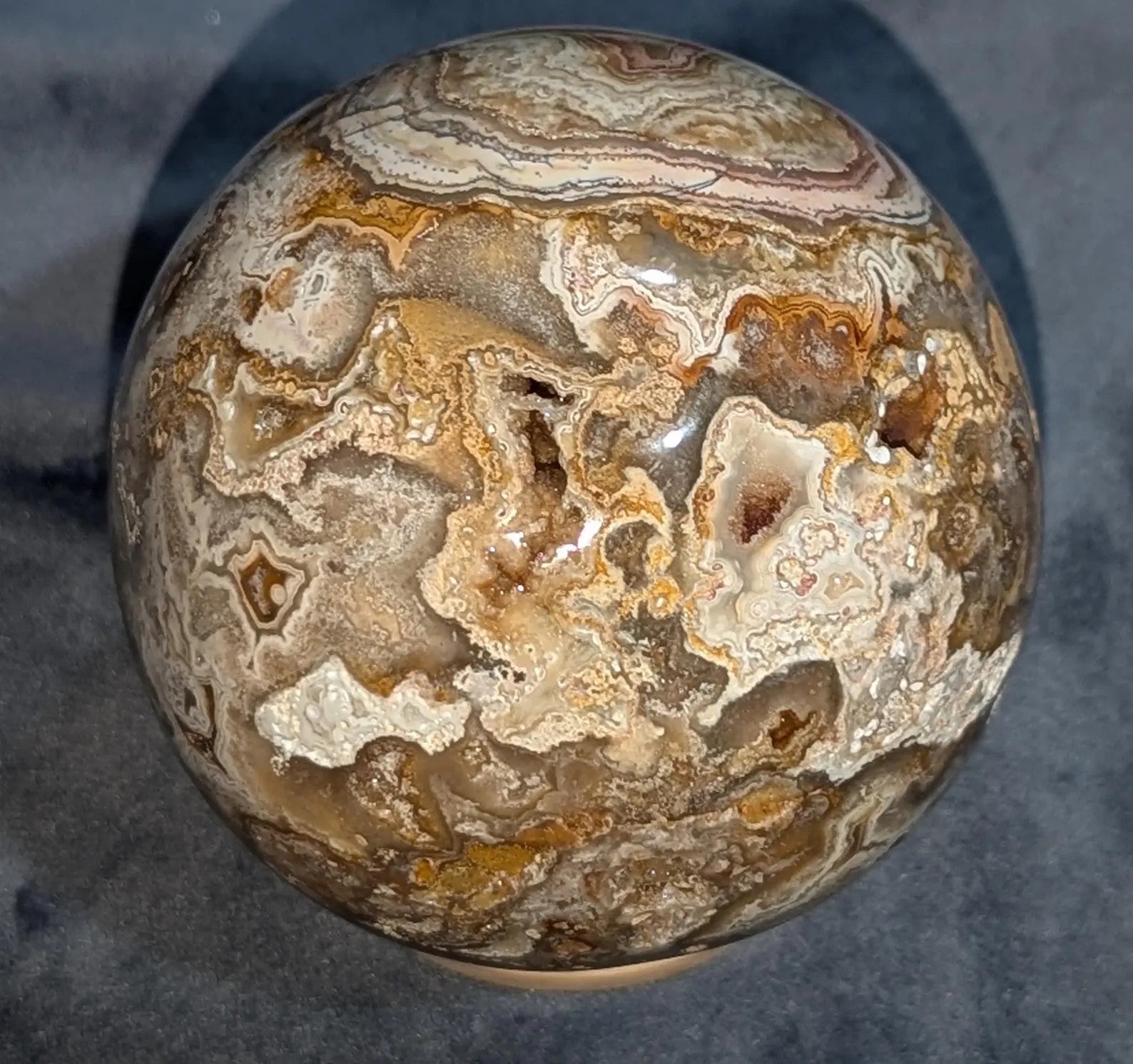 Hand Carved Druzy Pink Crazy Lace Agate Sphere