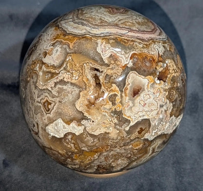 Hand Carved Druzy Pink Crazy Lace Agate Sphere