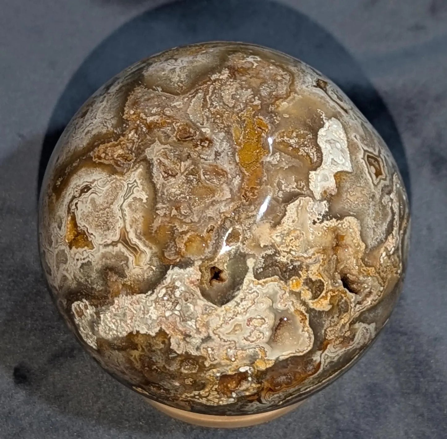 Hand Carved Druzy Pink Crazy Lace Agate Sphere