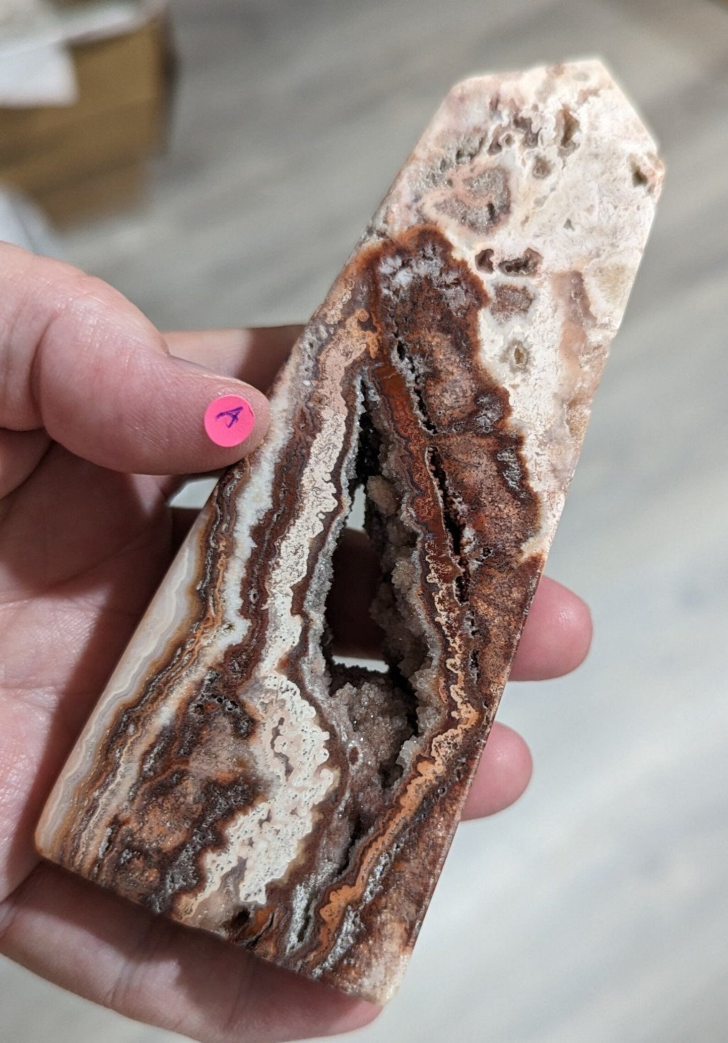 Druzy Pink Crazy Lace Agate Tower