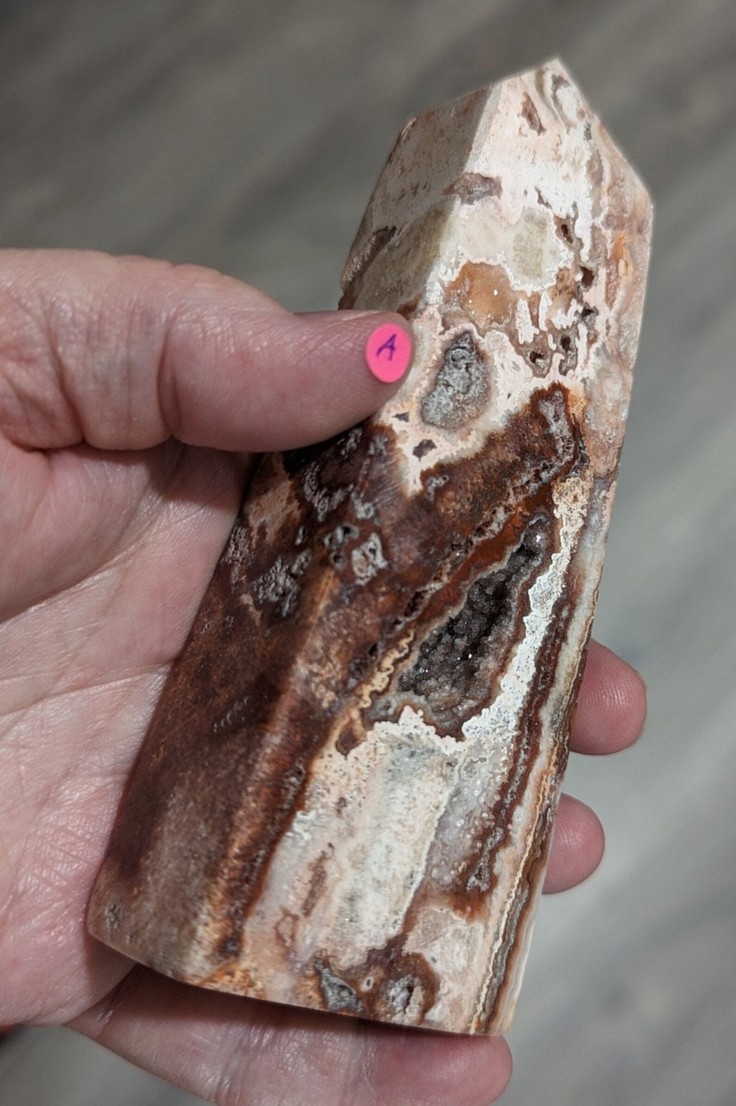 Druzy Pink Crazy Lace Agate Tower