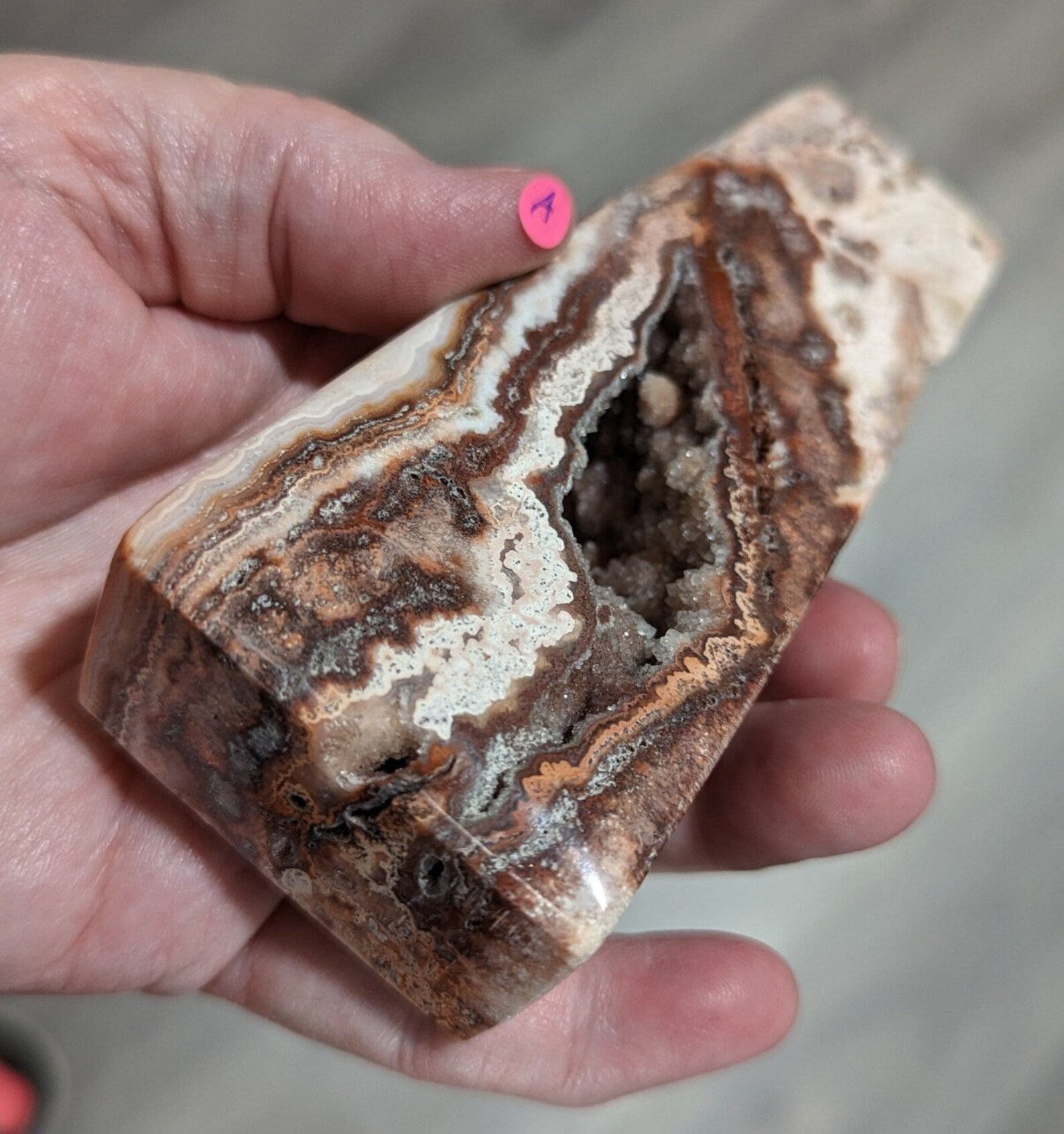 Druzy Pink Crazy Lace Agate Tower