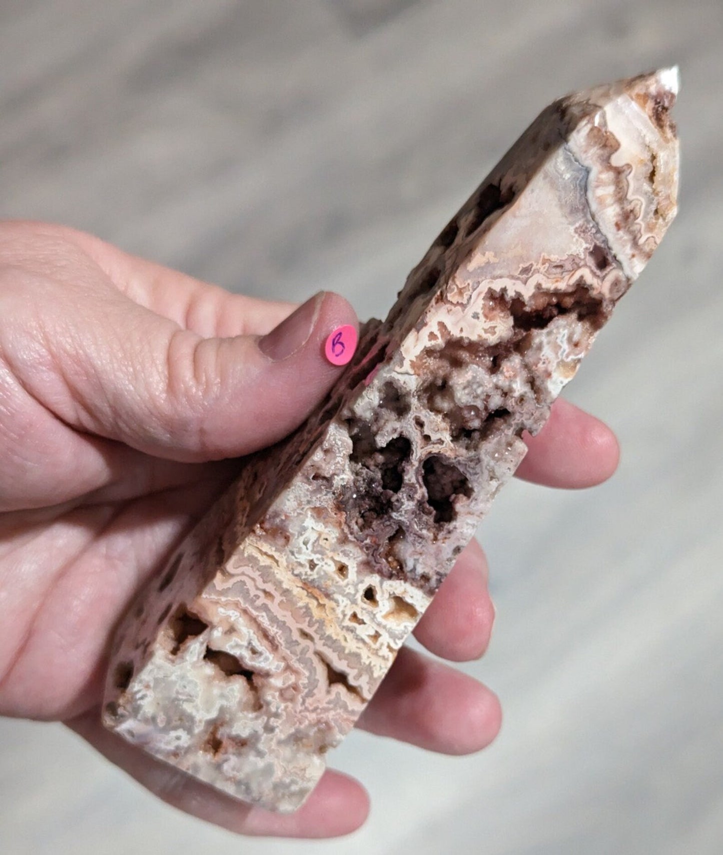 Druzy Pink Crazy Lace Agate Tower