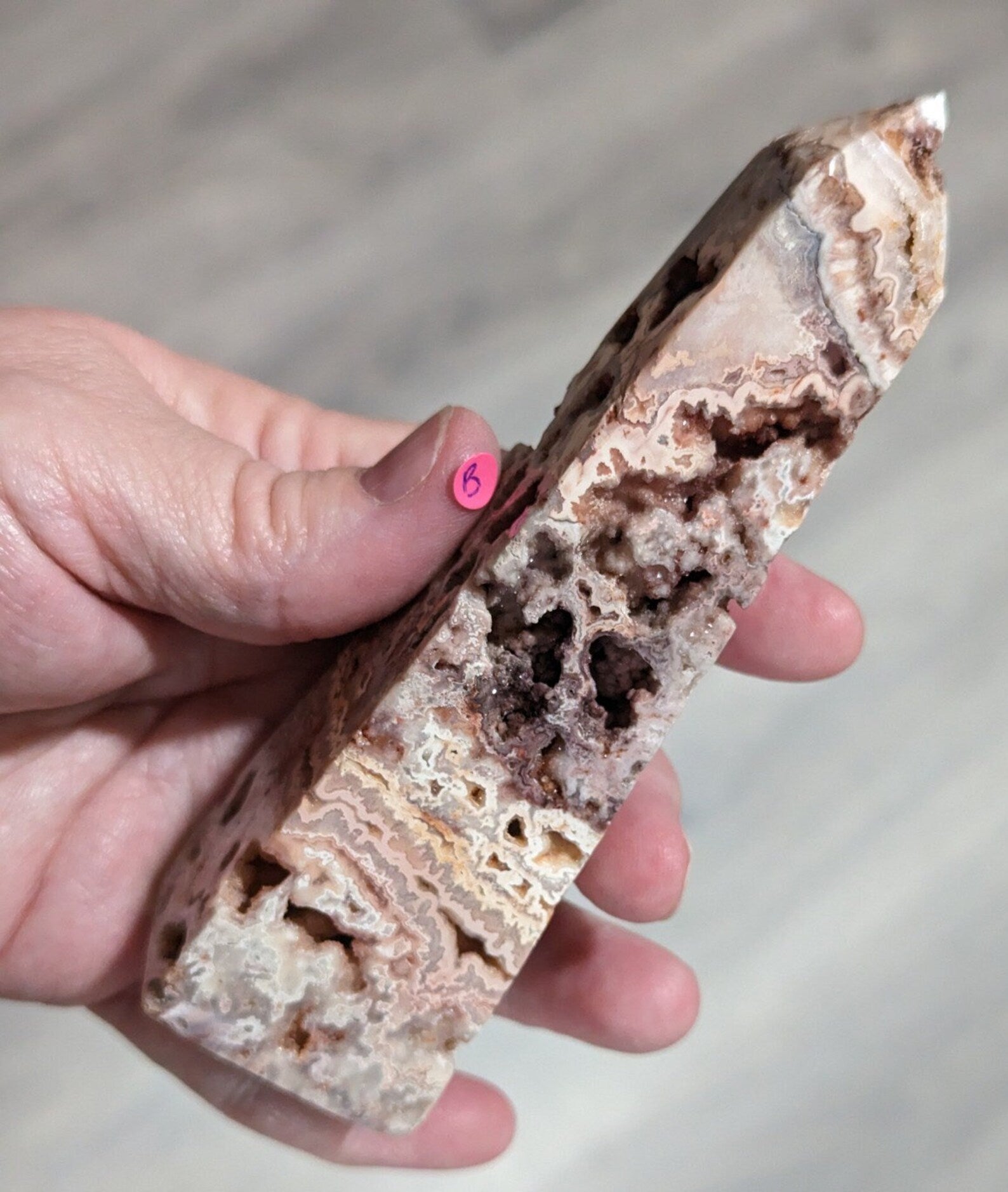 Druzy Pink Crazy Lace Agate Tower