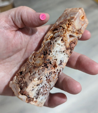 Druzy Pink Crazy Lace Agate Tower