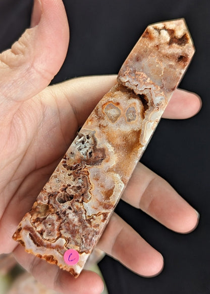 Druzy Pink Crazy Lace Agate Tower