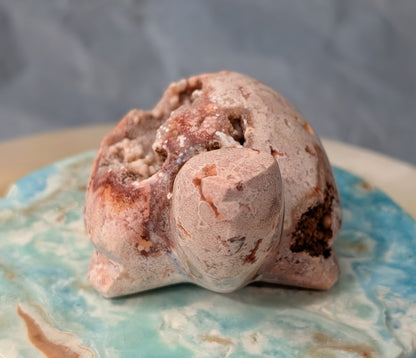 Druzy Pink Crazy Lace Agate Turtle Figurine