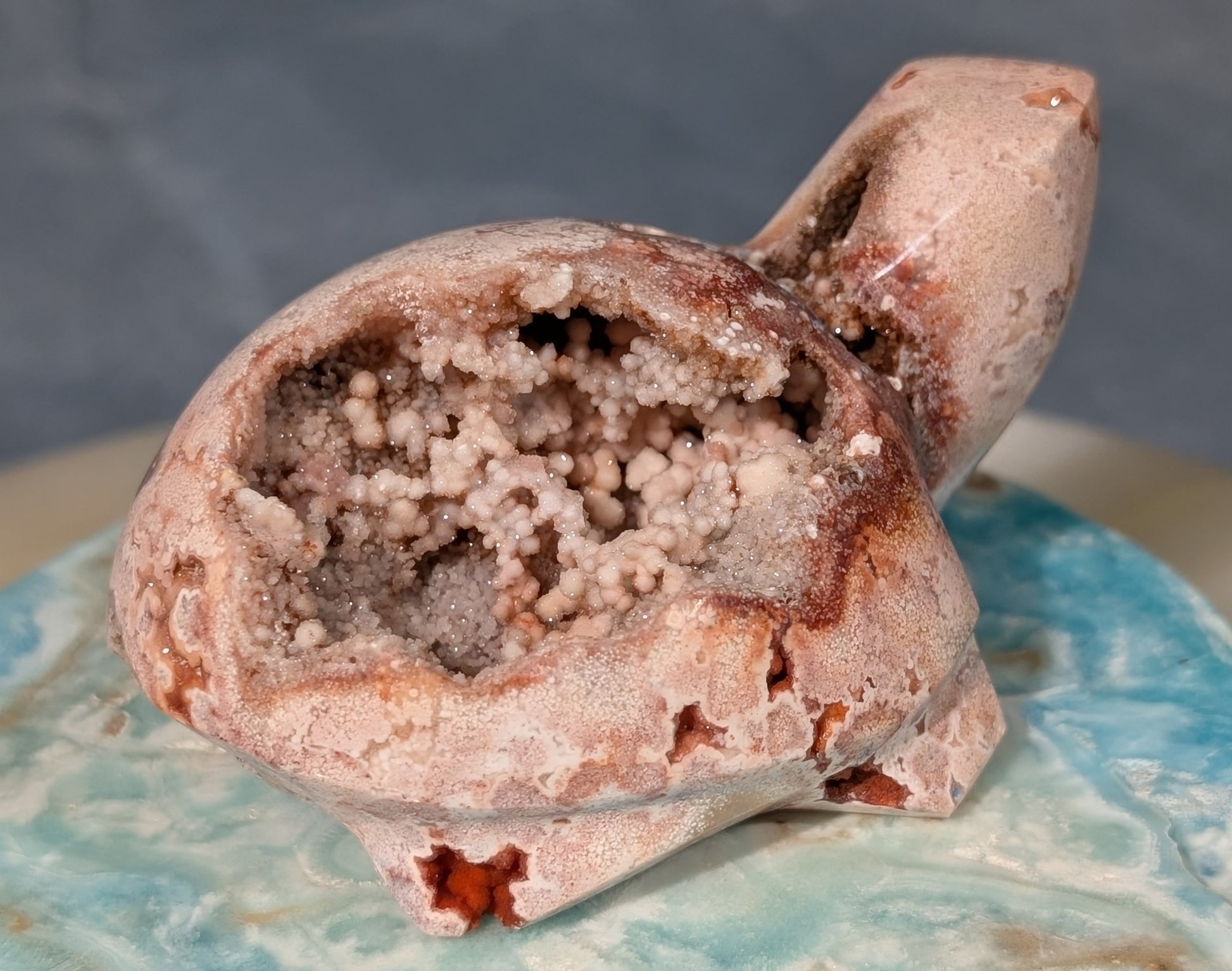 Druzy Pink Crazy Lace Agate Turtle Figurine