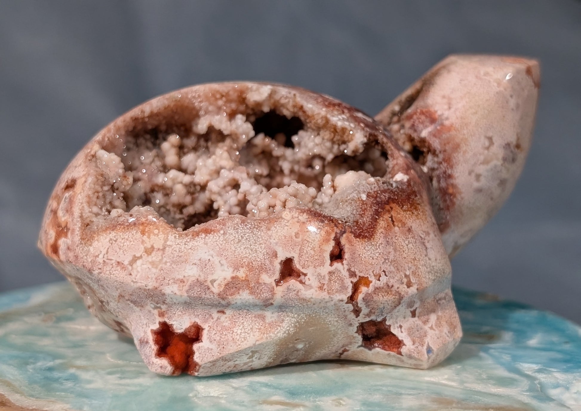 Druzy Pink Crazy Lace Agate Turtle Figurine