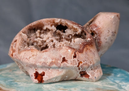 Druzy Pink Crazy Lace Agate Turtle Figurine