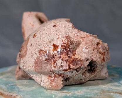 Druzy Pink Crazy Lace Agate Turtle Figurine
