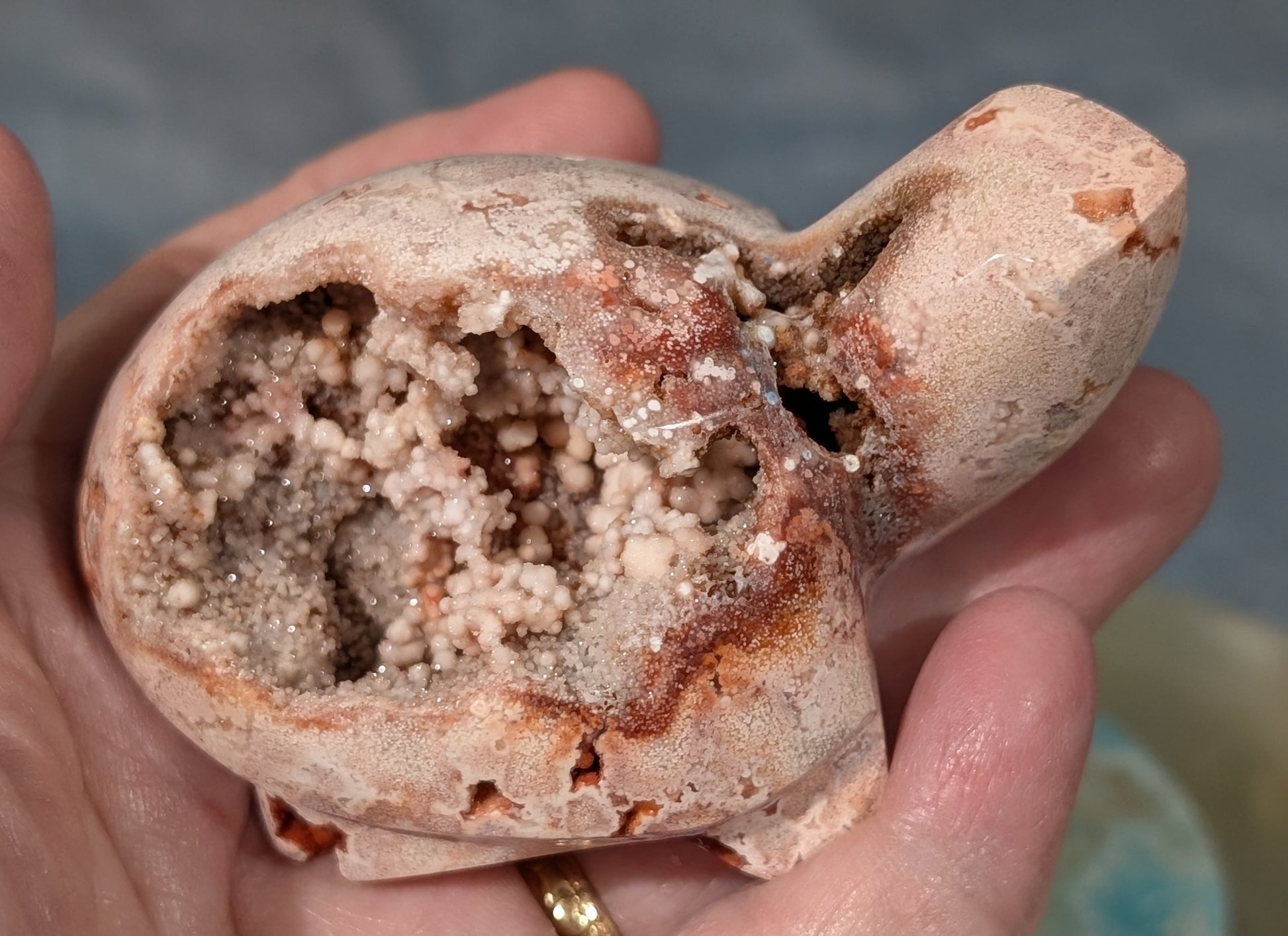 Druzy Pink Crazy Lace Agate Turtle Figurine