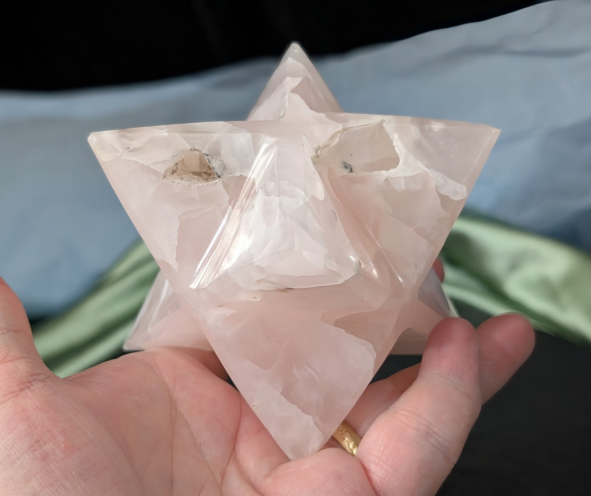 Druzy Pink Mangano Calcite Merkaba 1E