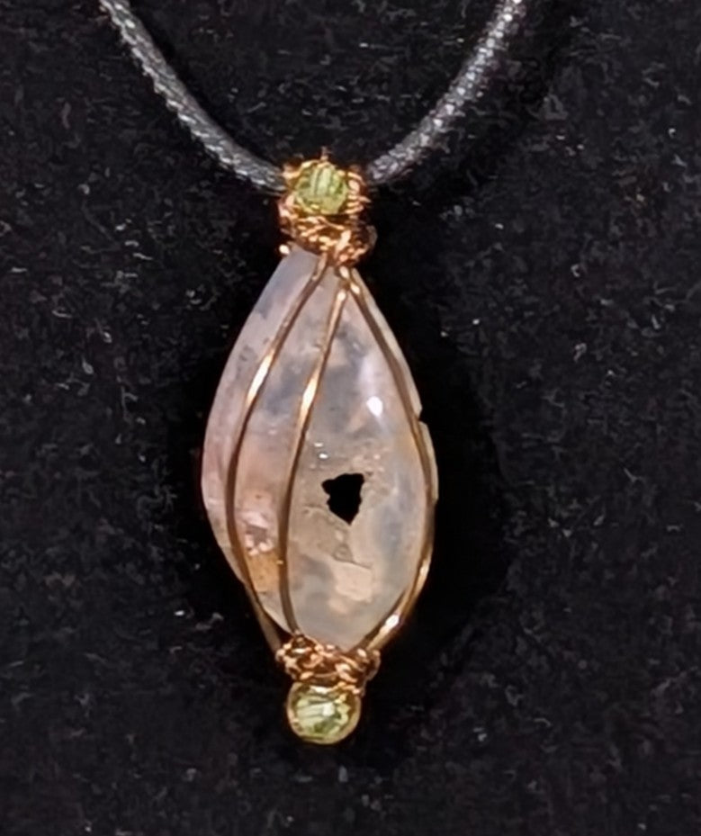 Druzy Quartz Wire Wrapped Pendant 1A