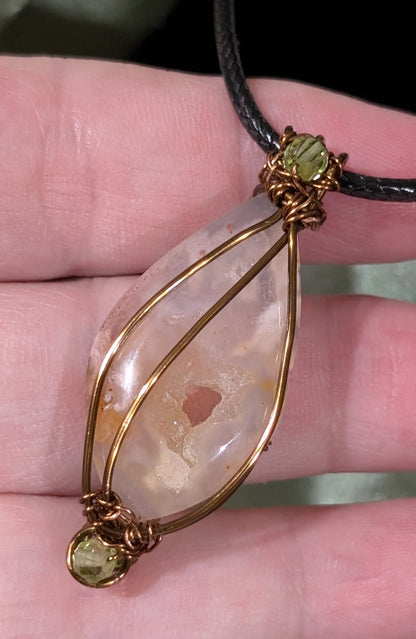 Druzy Quartz Wire Wrapped Pendant 1D