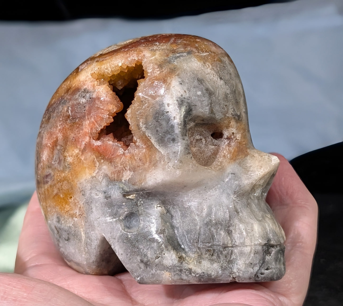 Druzy Red Sphalerite Skull