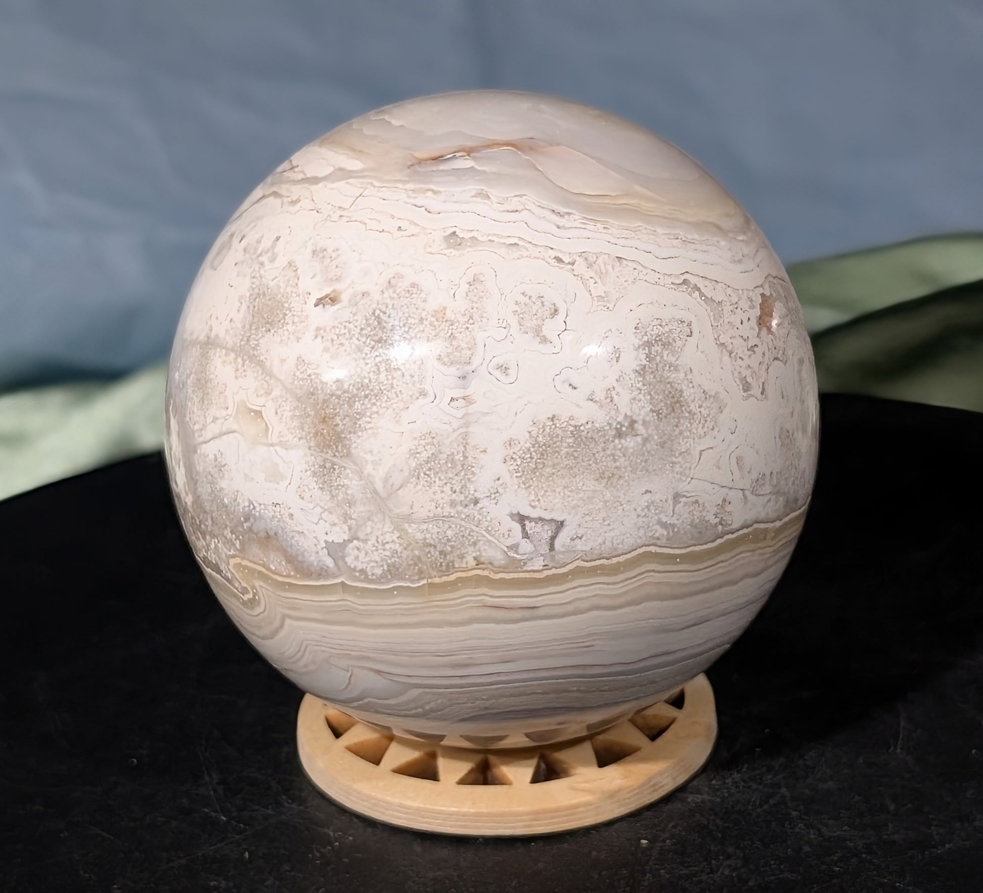 Druzy White Agate Sphere