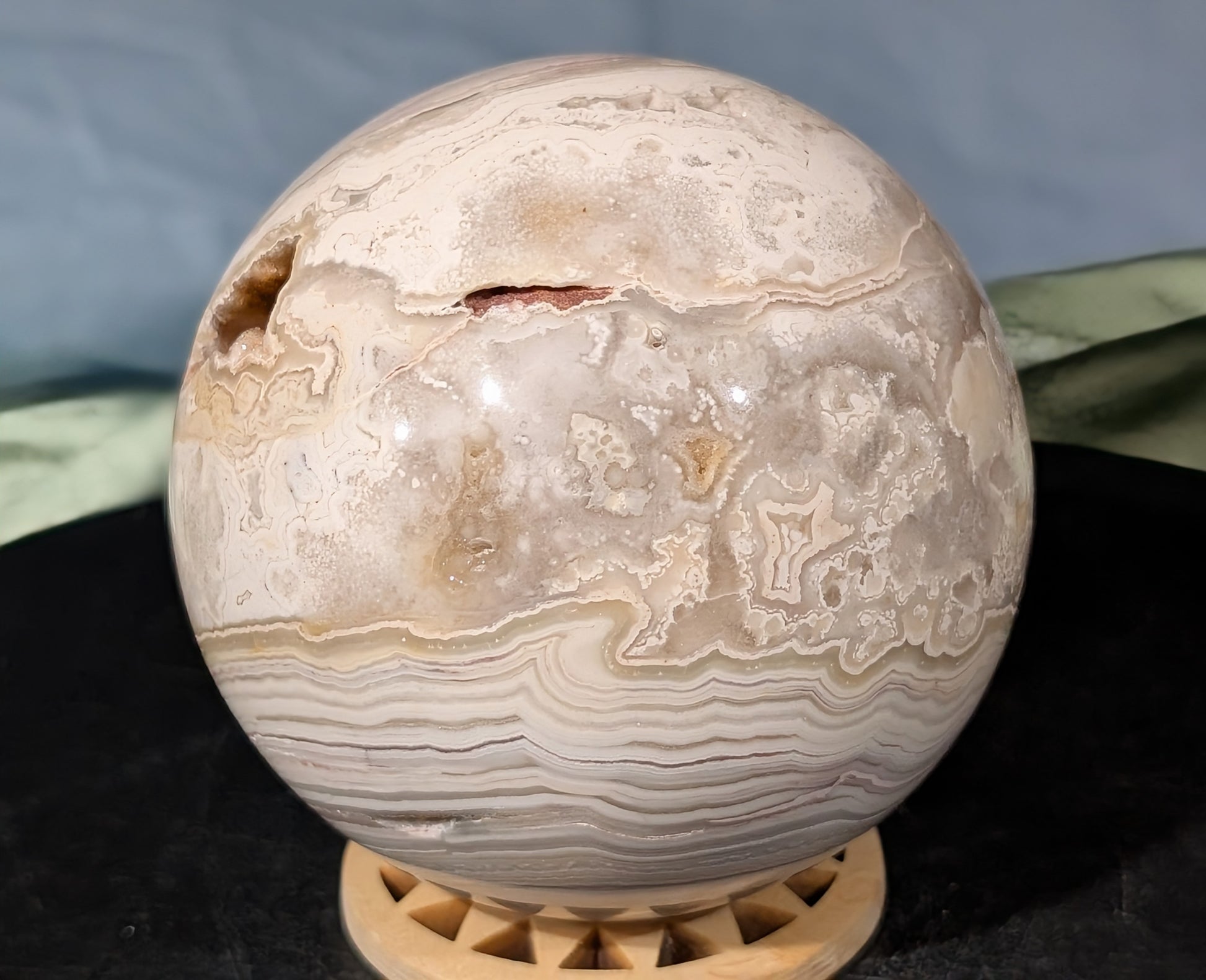 Druzy White Agate Sphere