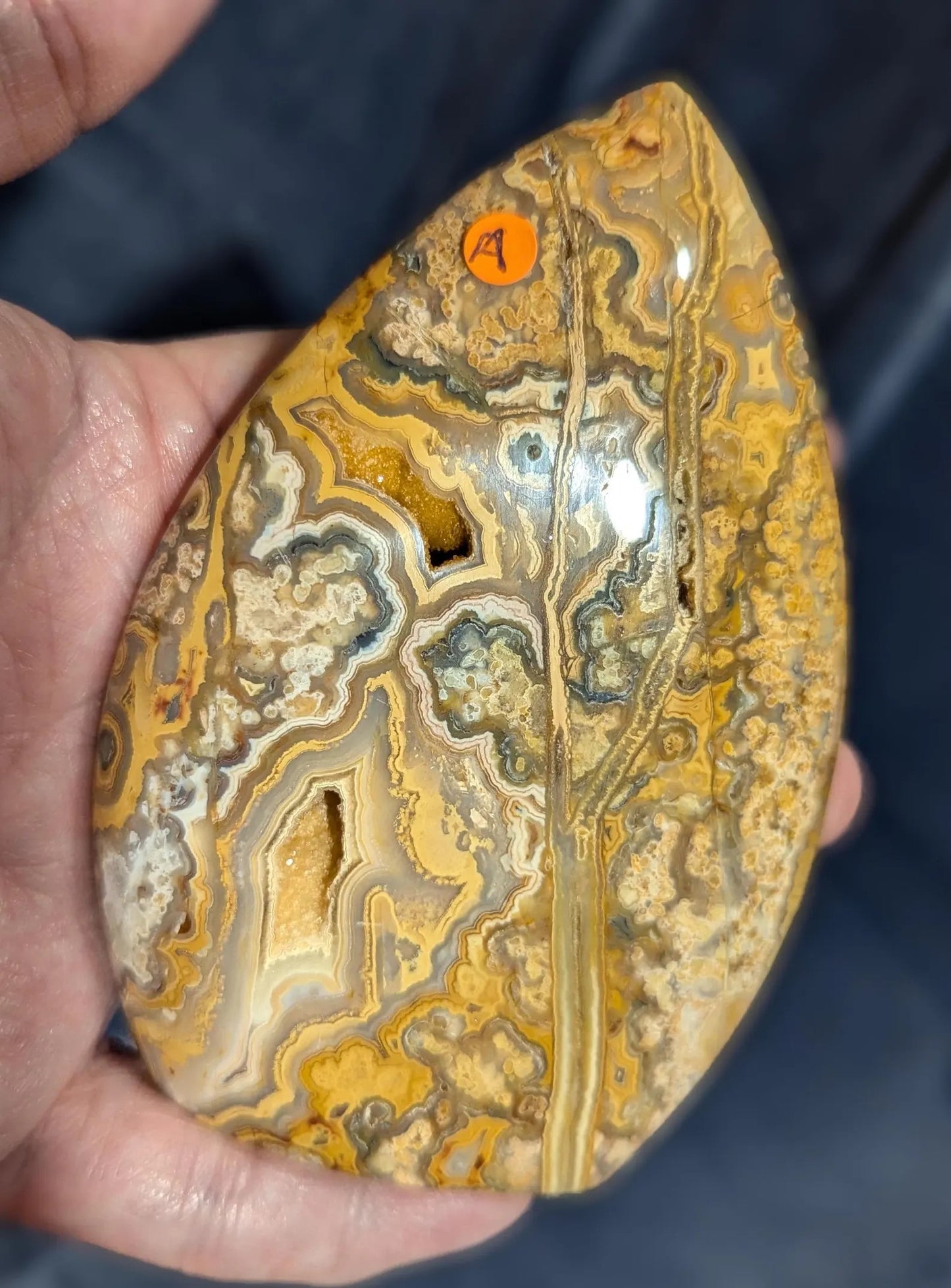 Druzy Yellow Crazy Lace Agate Flame 1A1