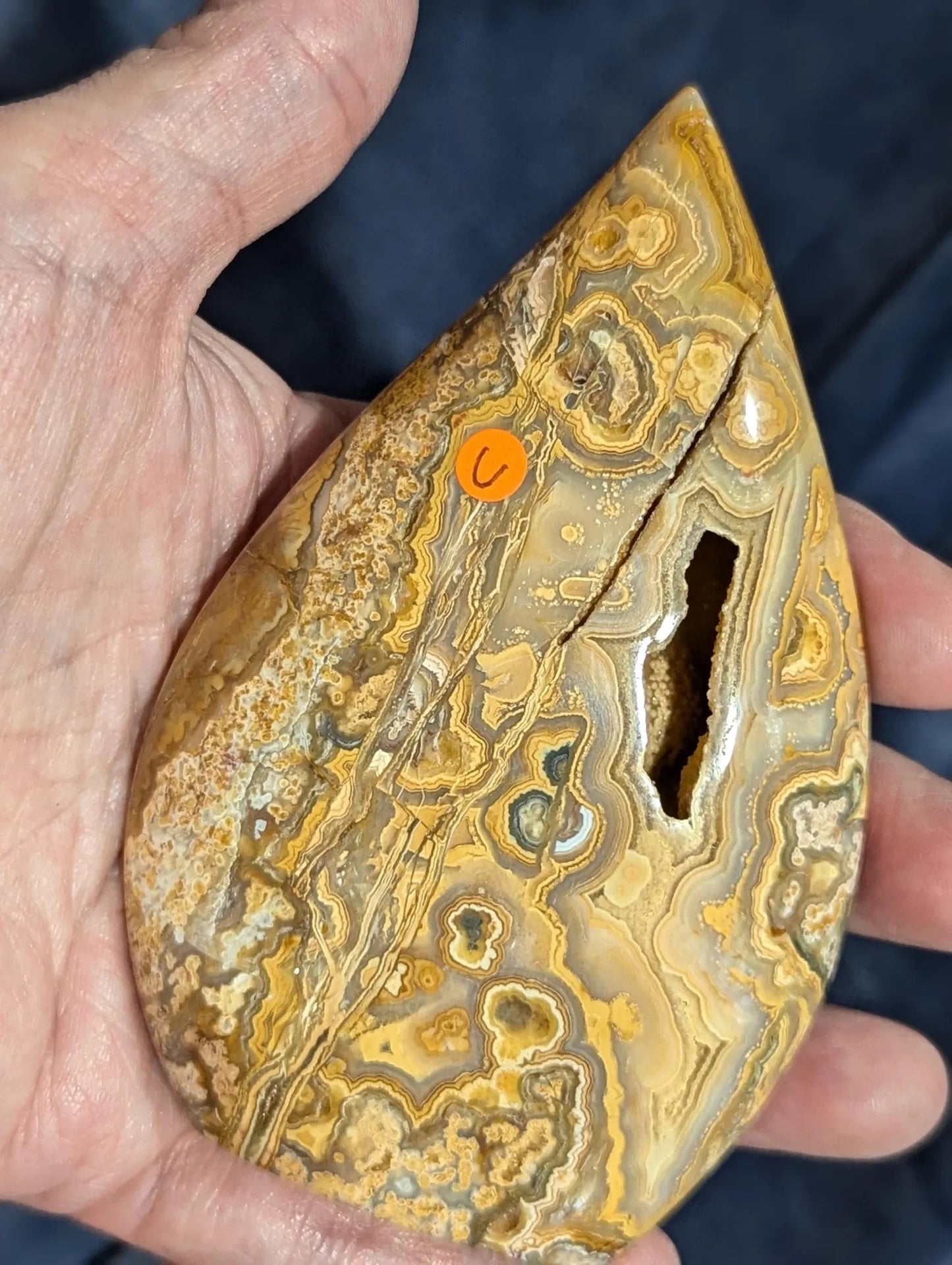 Druzy Yellow Crazy Lace Agate Flame 1C1