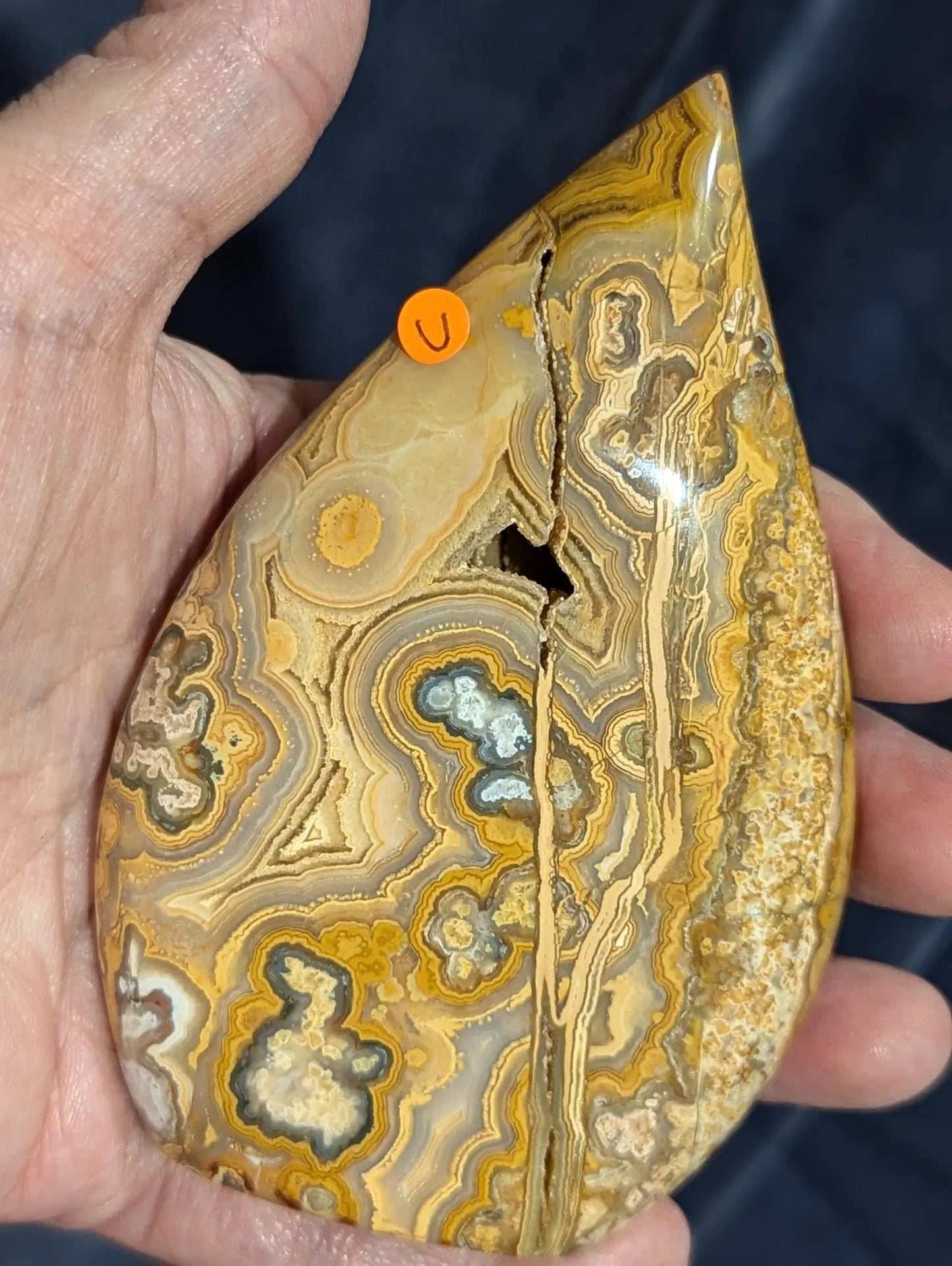 Druzy Yellow Crazy Lace Agate Flame 1C2