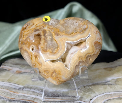 Druzy Yellow Crazy Lace Agate Heart