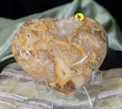 Druzy Yellow Crazy Lace Agate Heart