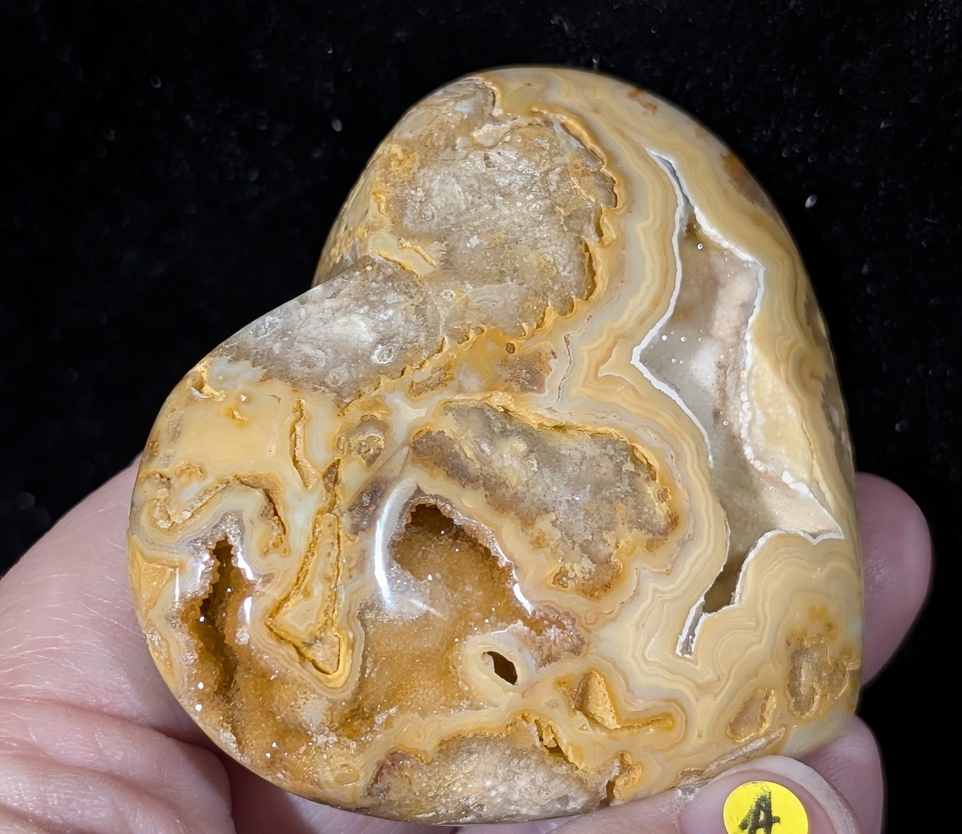 Druzy Yellow Crazy Lace Agate Heart