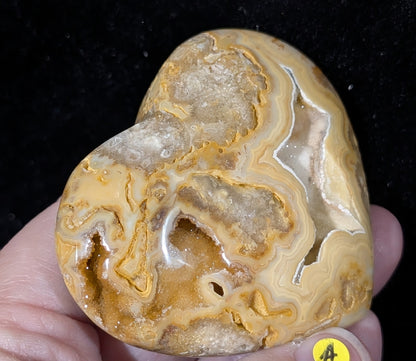 Druzy Yellow Crazy Lace Agate Heart