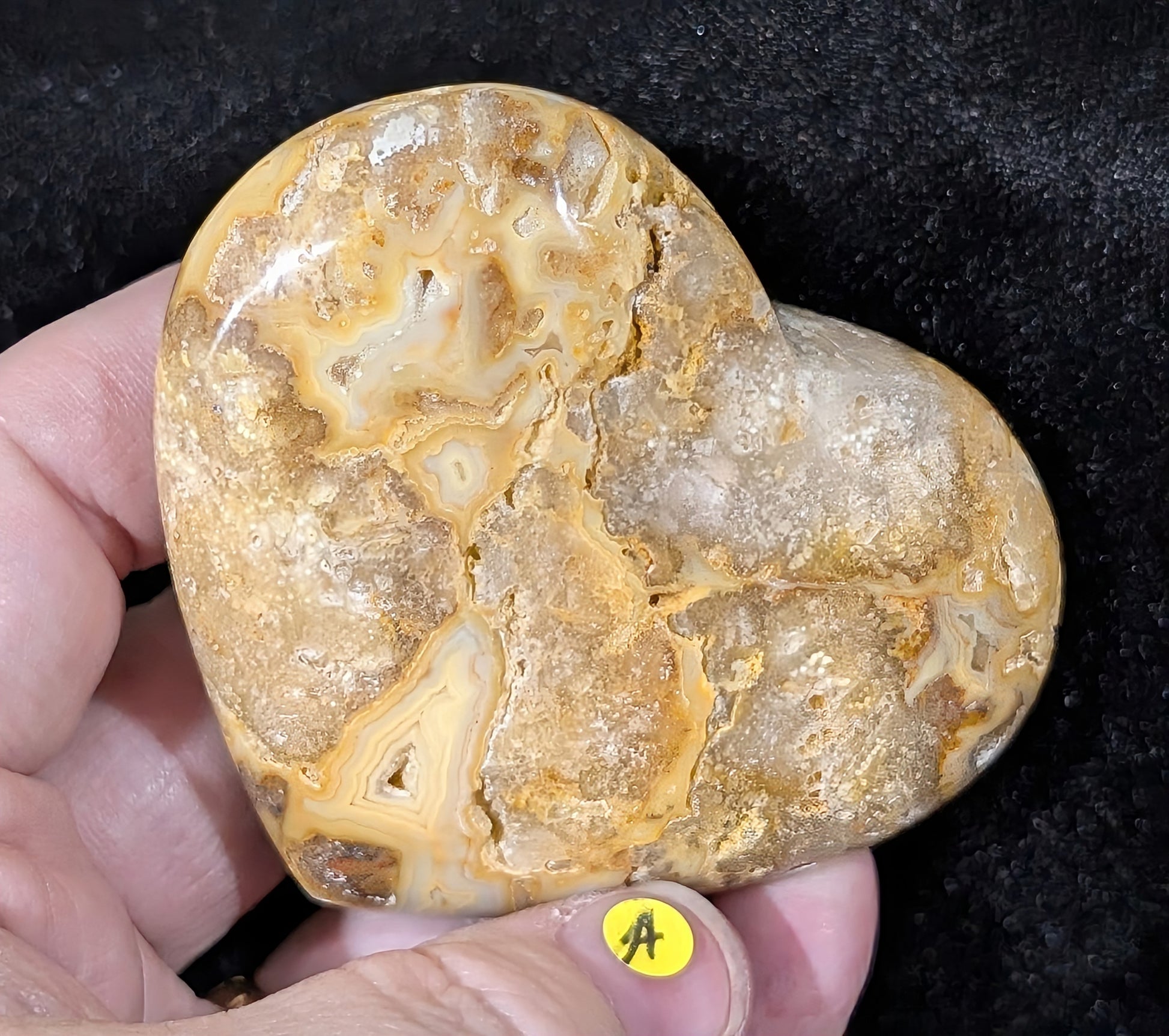 Druzy Yellow Crazy Lace Agate Heart