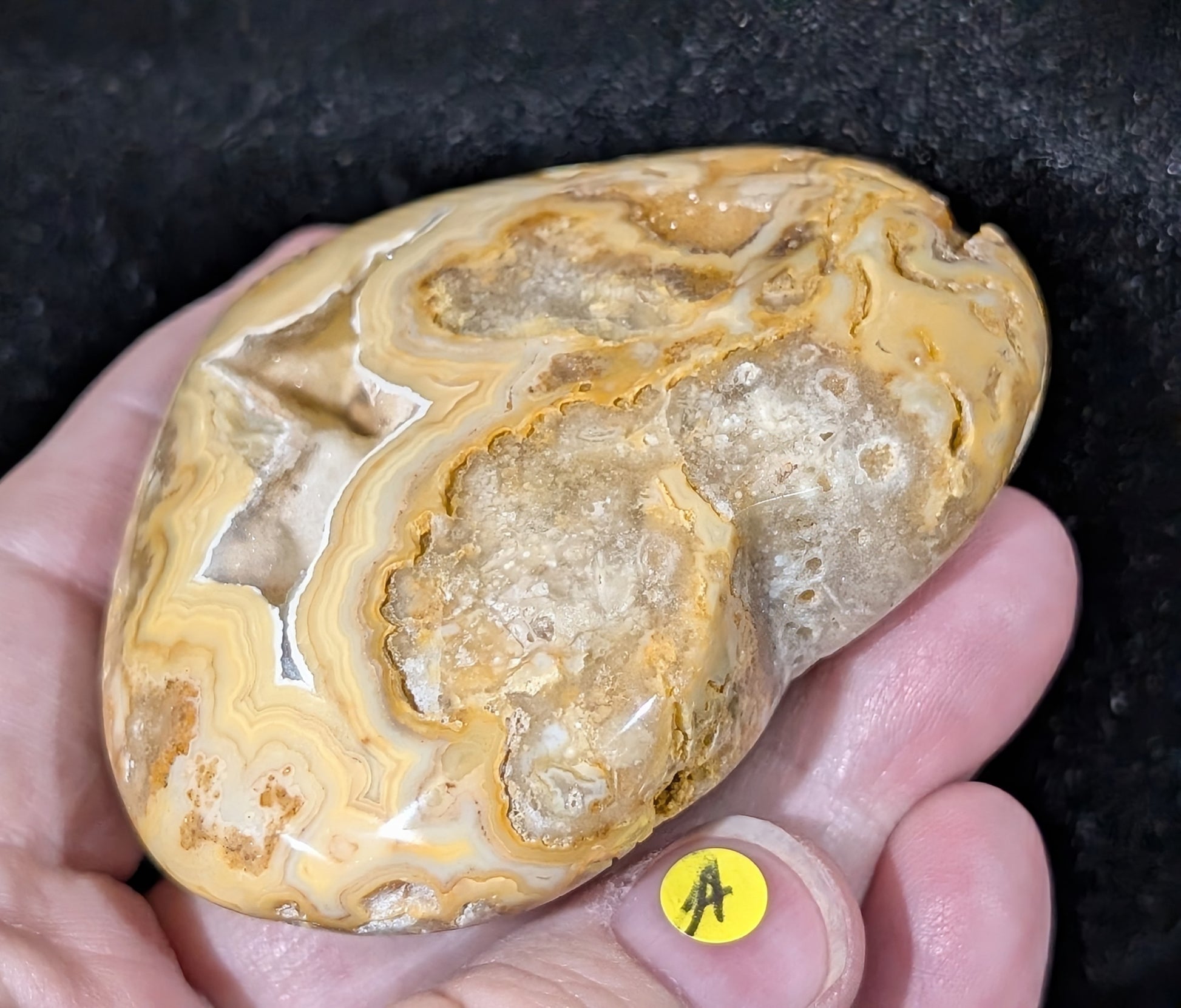 Druzy Yellow Crazy Lace Agate Heart